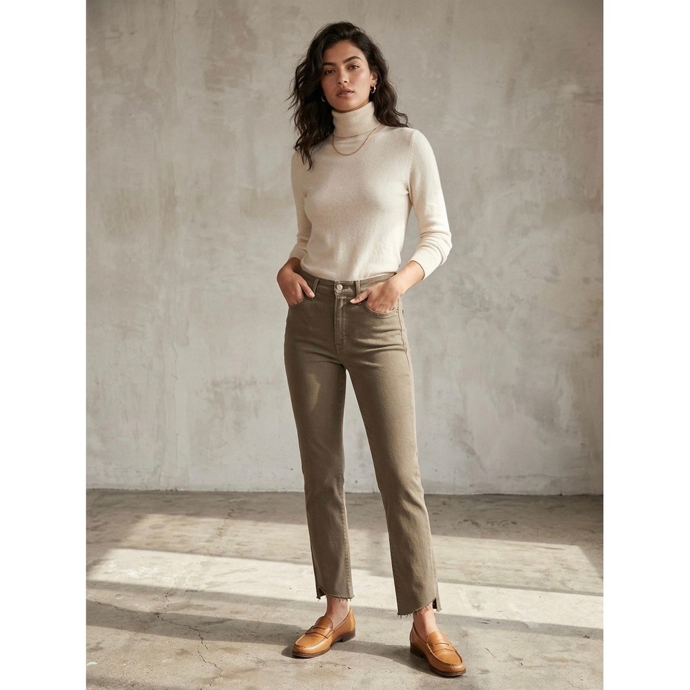 MOTHER High Waisted Rascal Ankle Step Fray Jeans Second Chance Brown 27